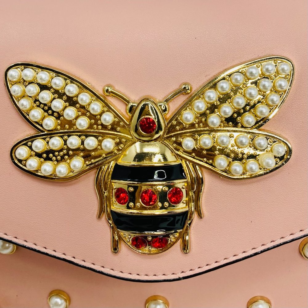 Trendy Pink Bee Bag w/ Wide Shoulder Strap - Picture 6 of 10